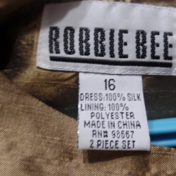 Robbie Bee Sleeveless 100% Silk Gold Dress, Size 16 - Picture 2 of 2